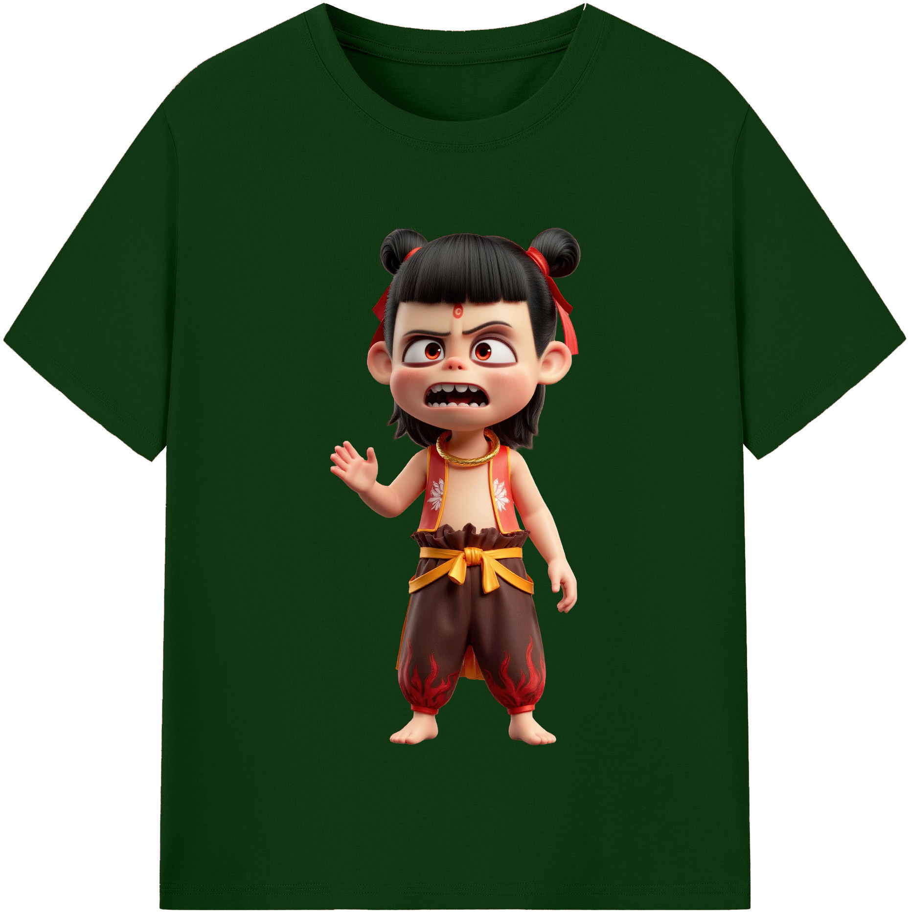 （画像用） Ne Zha 2 ナタ 魔童の大暴れ 綿100％半袖Tシャツ（フロントプリント）